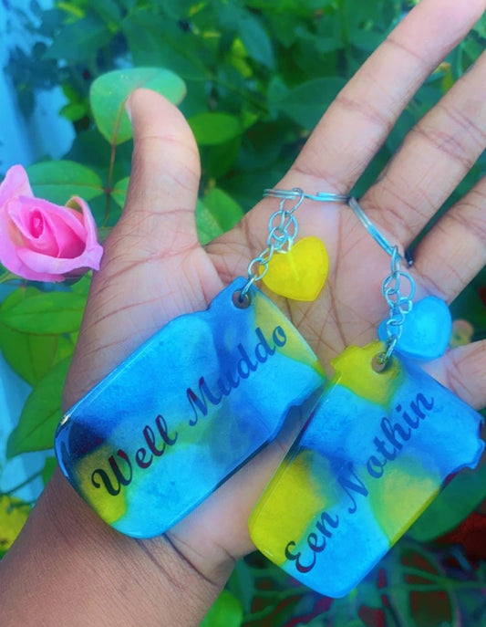 Bahamas Theme Wine and Coffee Cup Resin Keychain