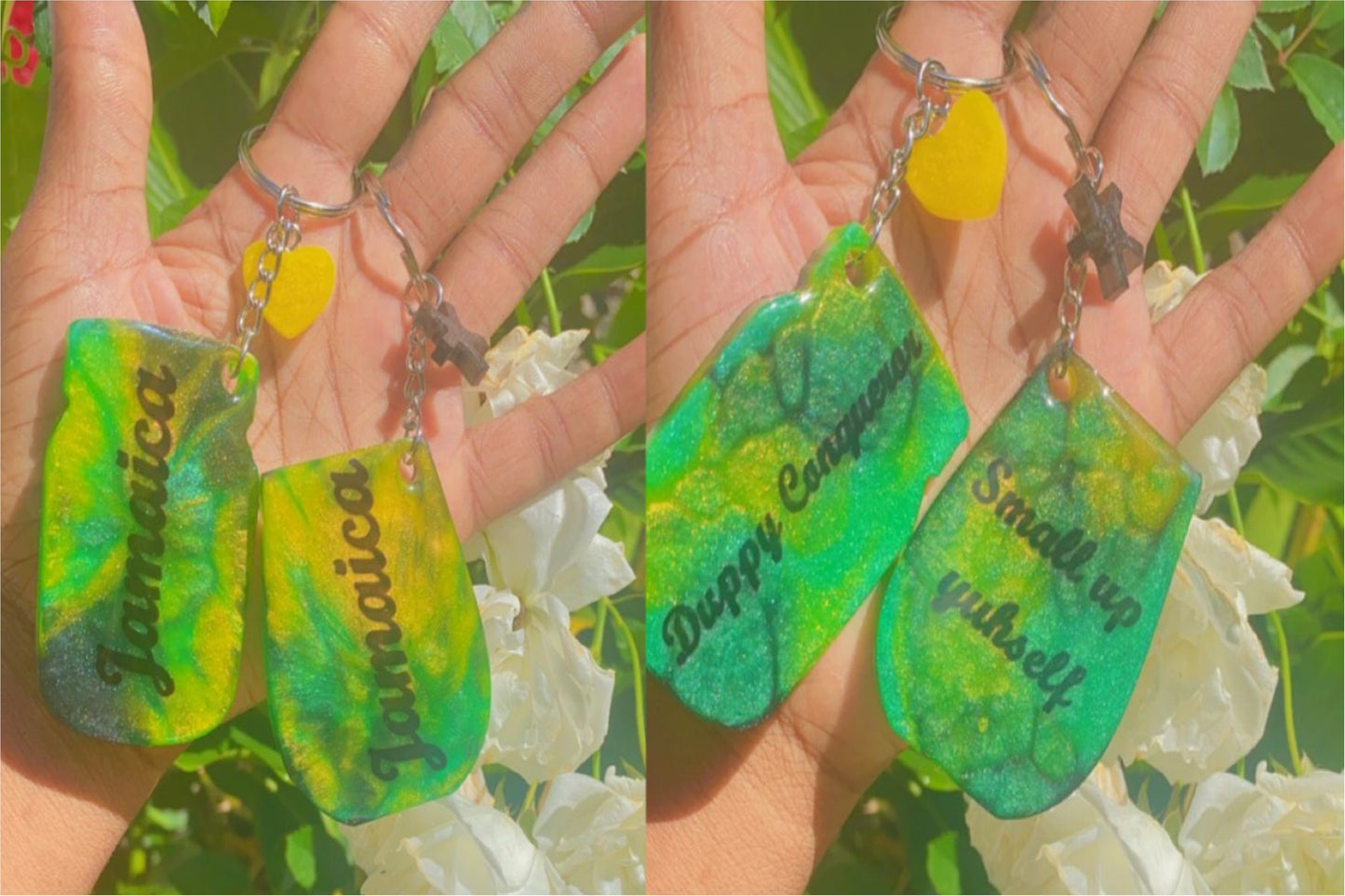 Jamaican Theme Wine and Coffee Cup Resin Keychain
