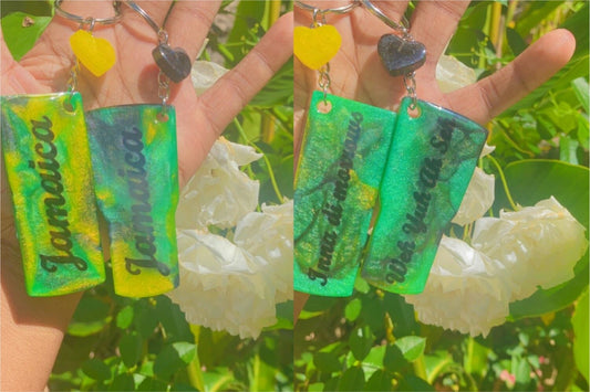 Jamaican Theme Wine and Coffee Cup Resin Keychain
