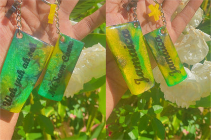 Jamaican Theme Wine and Coffee Cup Resin Keychain