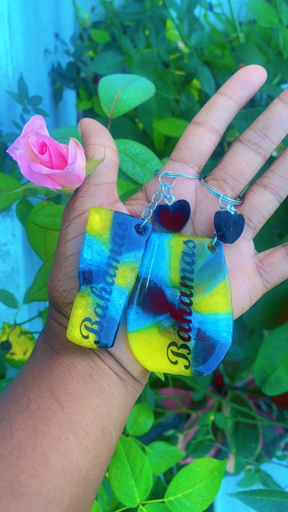 Bahamas Theme Wine and Coffee Cup Resin Keychain